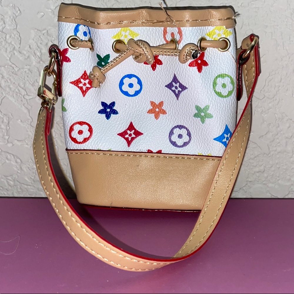 Multicolor Designer inspired Bucket Micro mini tote keychain Bag wristlet